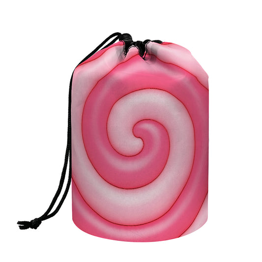 Pink Swirl Lollipop Print Drawstring Makeup Bag