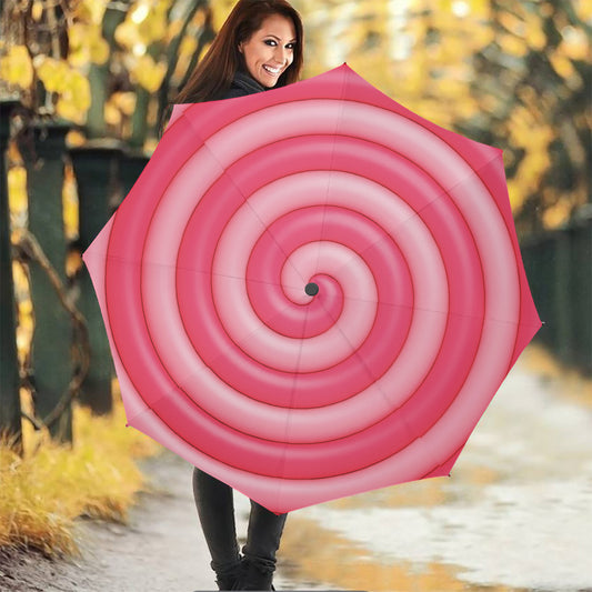 Pink Swirl Lollipop Print Foldable Umbrella