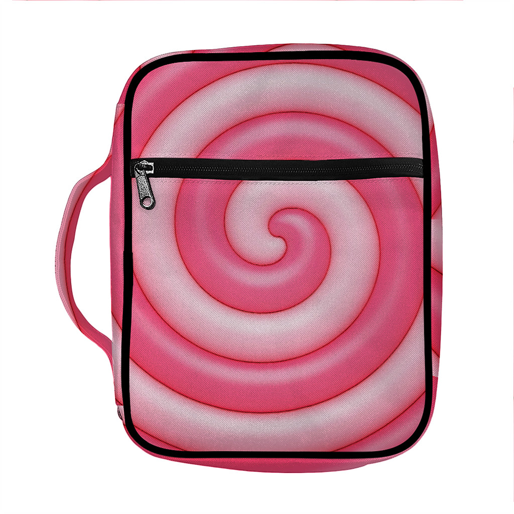 Pink Swirl Lollipop Print Front Pocket Bible Bag