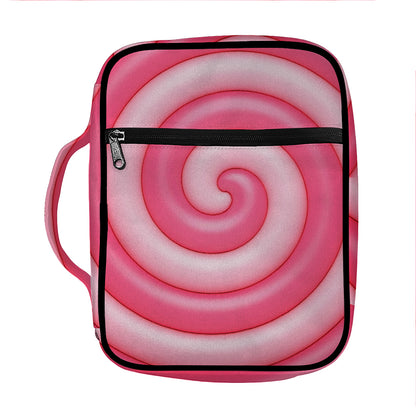 Pink Swirl Lollipop Print Front Pocket Bible Bag