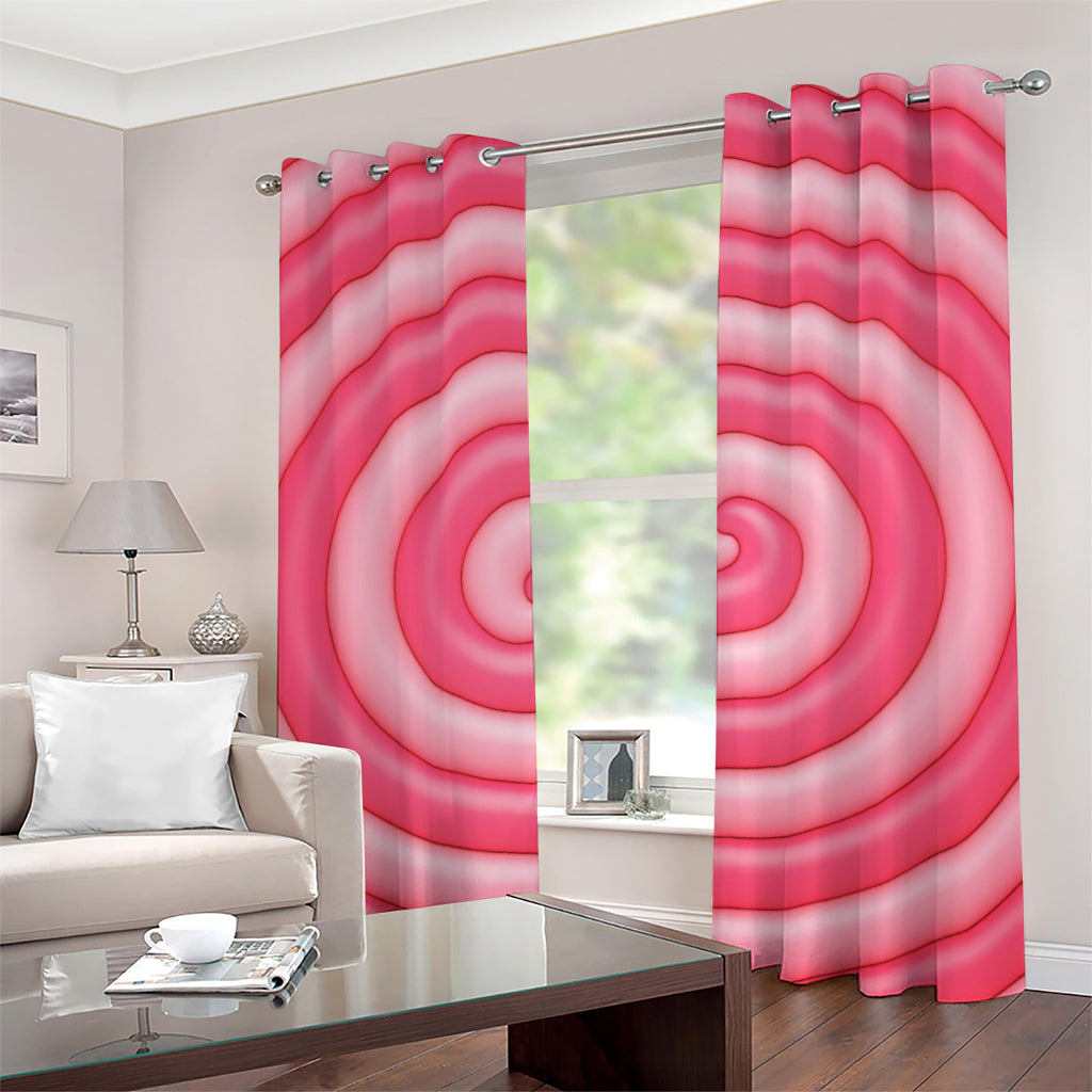 Pink Swirl Lollipop Print Grommet Curtains