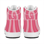 Pink Swirl Lollipop Print High Top Leather Sneakers