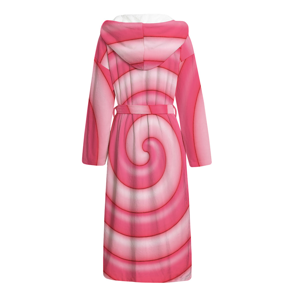 Pink Swirl Lollipop Print Hooded Bathrobe