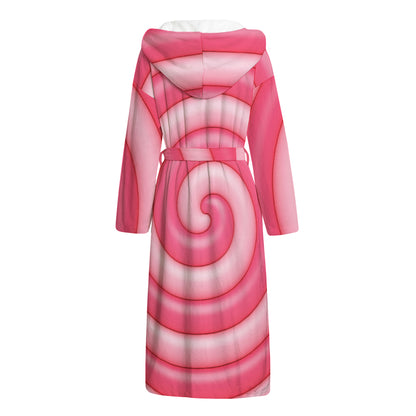 Pink Swirl Lollipop Print Hooded Bathrobe