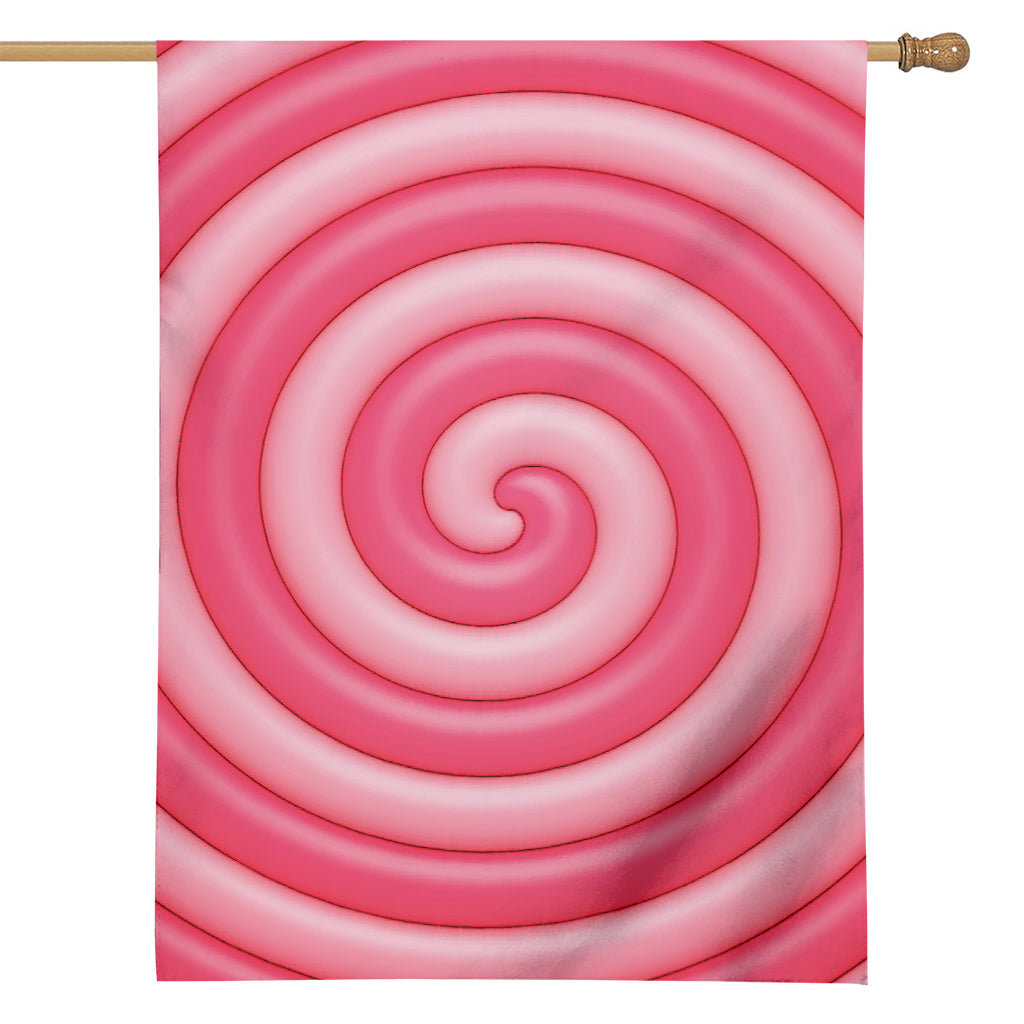 Pink Swirl Lollipop Print House Flag