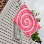 Pink Swirl Lollipop Print House Flag