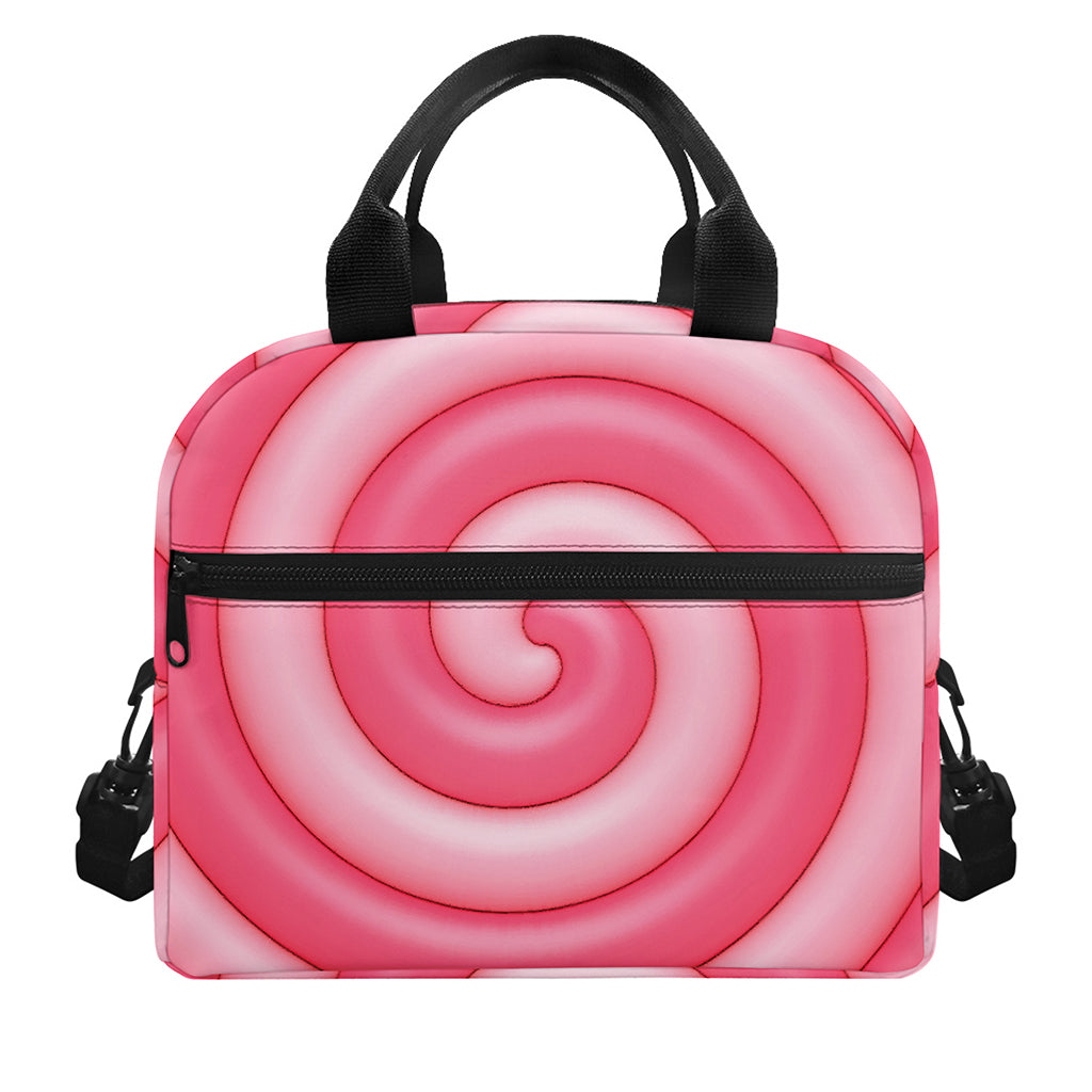 Pink Swirl Lollipop Print Insulated Lunch Bag