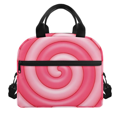 Pink Swirl Lollipop Print Insulated Lunch Bag