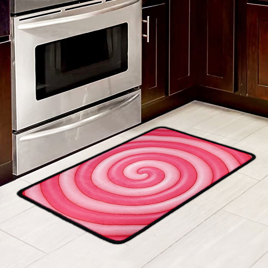 Pink Swirl Lollipop Print Kitchen Mat