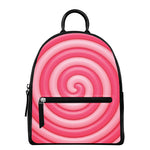 Pink Swirl Lollipop Print Leather Backpack