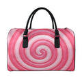 Pink Swirl Lollipop Print Leather Duffel Bag