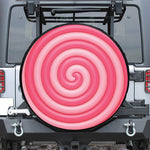 Pink Swirl Lollipop Print Leather Spare Tire Cover