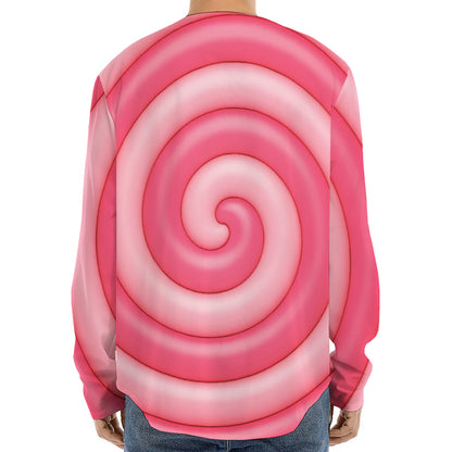 Pink Swirl Lollipop Print Long Sleeve Baseball Jersey
