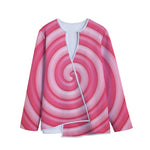 Pink Swirl Lollipop Print Long Sleeve Short Coat