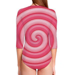 Pink Swirl Lollipop Print Long Sleeve Swimsuit