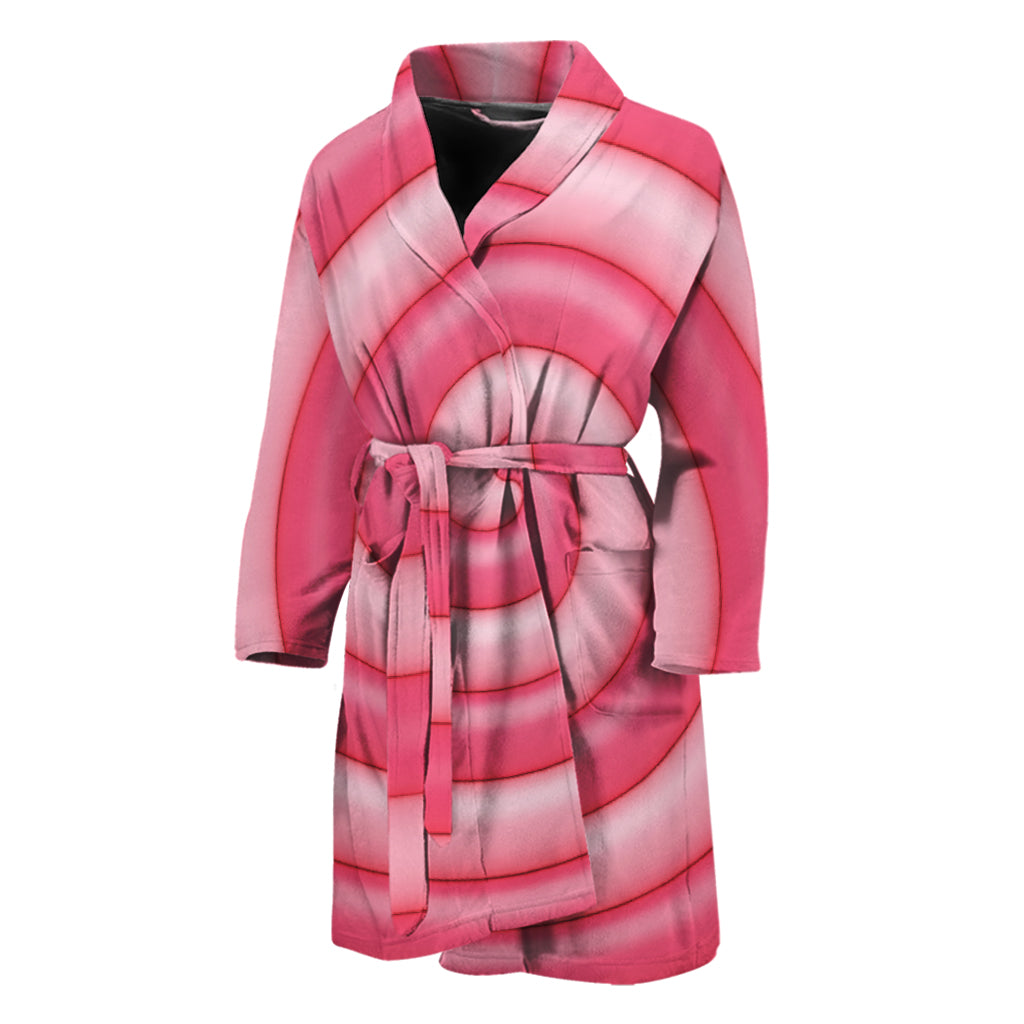 Pink Swirl Lollipop Print Men's Bathrobe