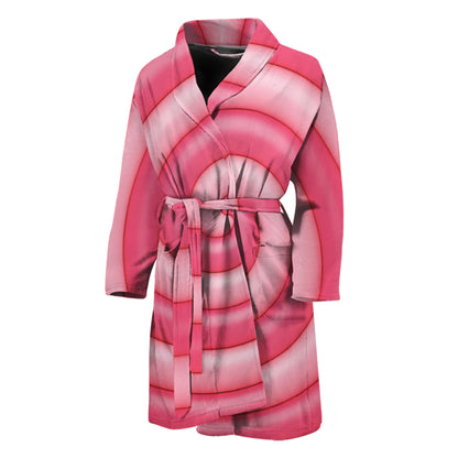 Pink Swirl Lollipop Print Men's Bathrobe