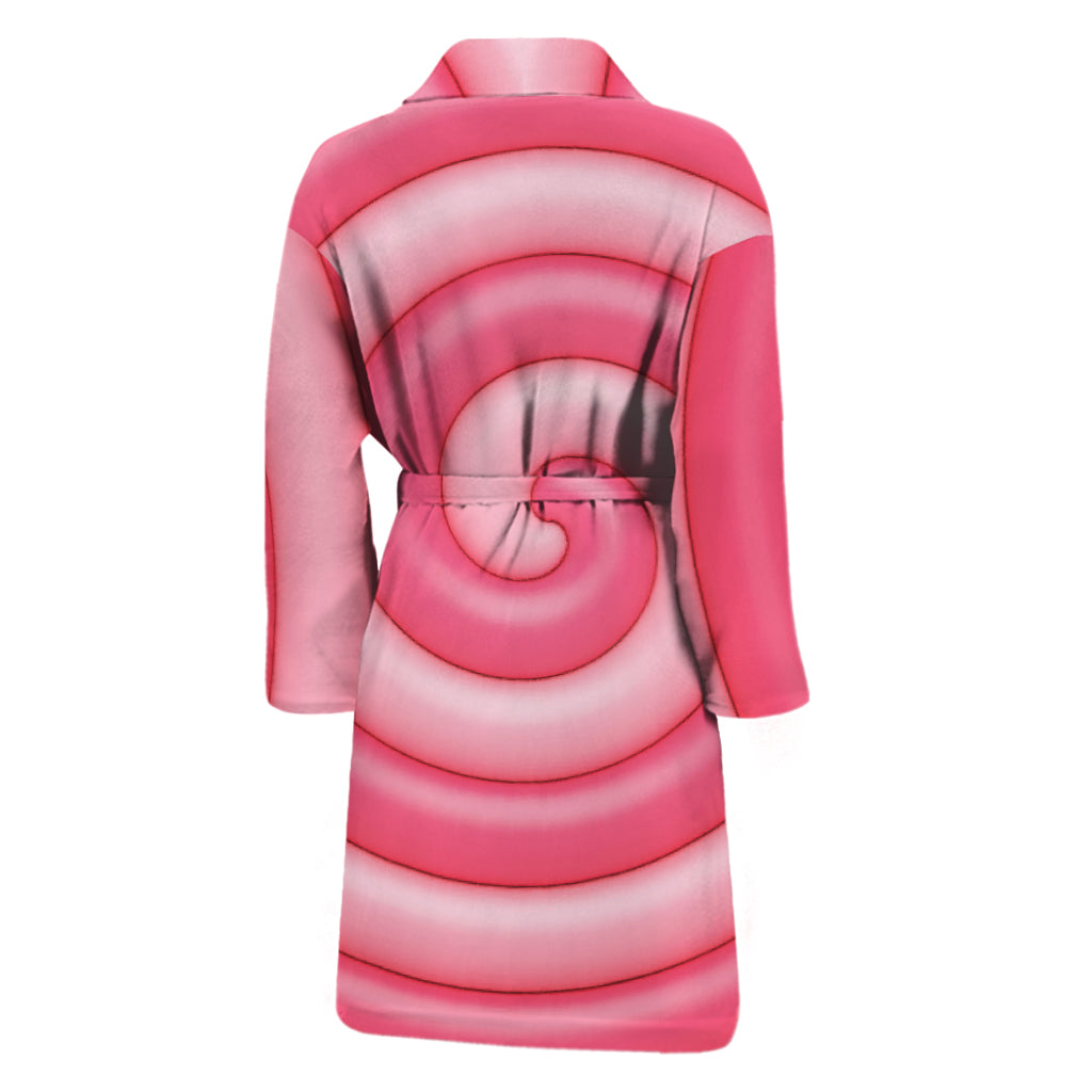 Pink Swirl Lollipop Print Men's Bathrobe