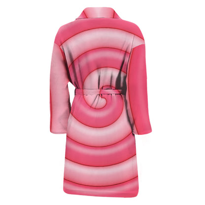 Pink Swirl Lollipop Print Men's Bathrobe