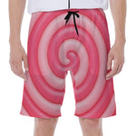 Pink Swirl Lollipop Print Men's Beach Shorts