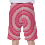 Pink Swirl Lollipop Print Men's Beach Shorts