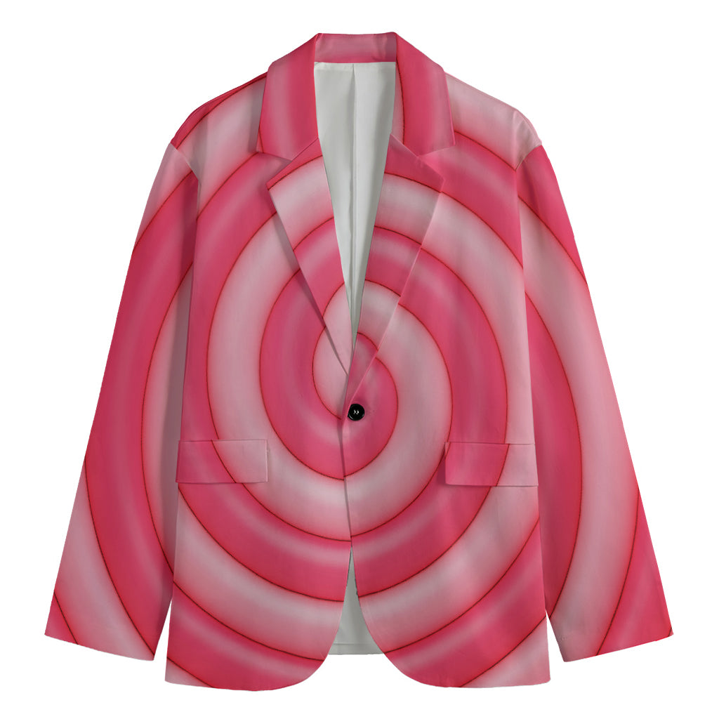 Pink Swirl Lollipop Print Men's Blazer