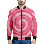 Pink Swirl Lollipop Print Men's Bomber Jacket