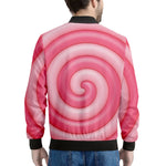Pink Swirl Lollipop Print Men's Bomber Jacket