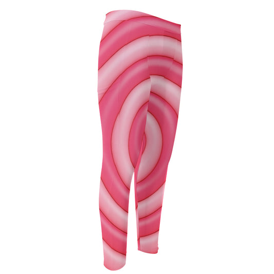 Pink Swirl Lollipop Print Men's Compression Pants
