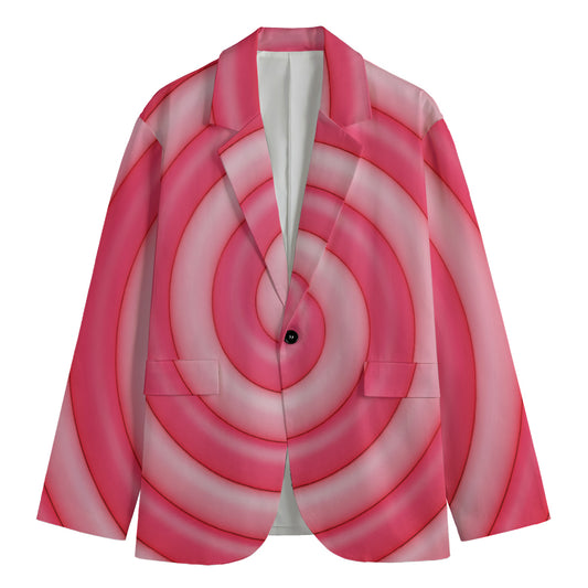 Pink Swirl Lollipop Print Men's Cotton Blazer