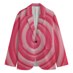 Pink Swirl Lollipop Print Men's Cotton Blazer