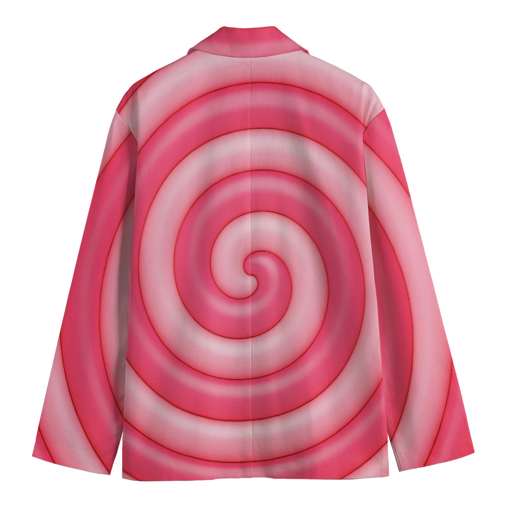 Pink Swirl Lollipop Print Men's Cotton Blazer