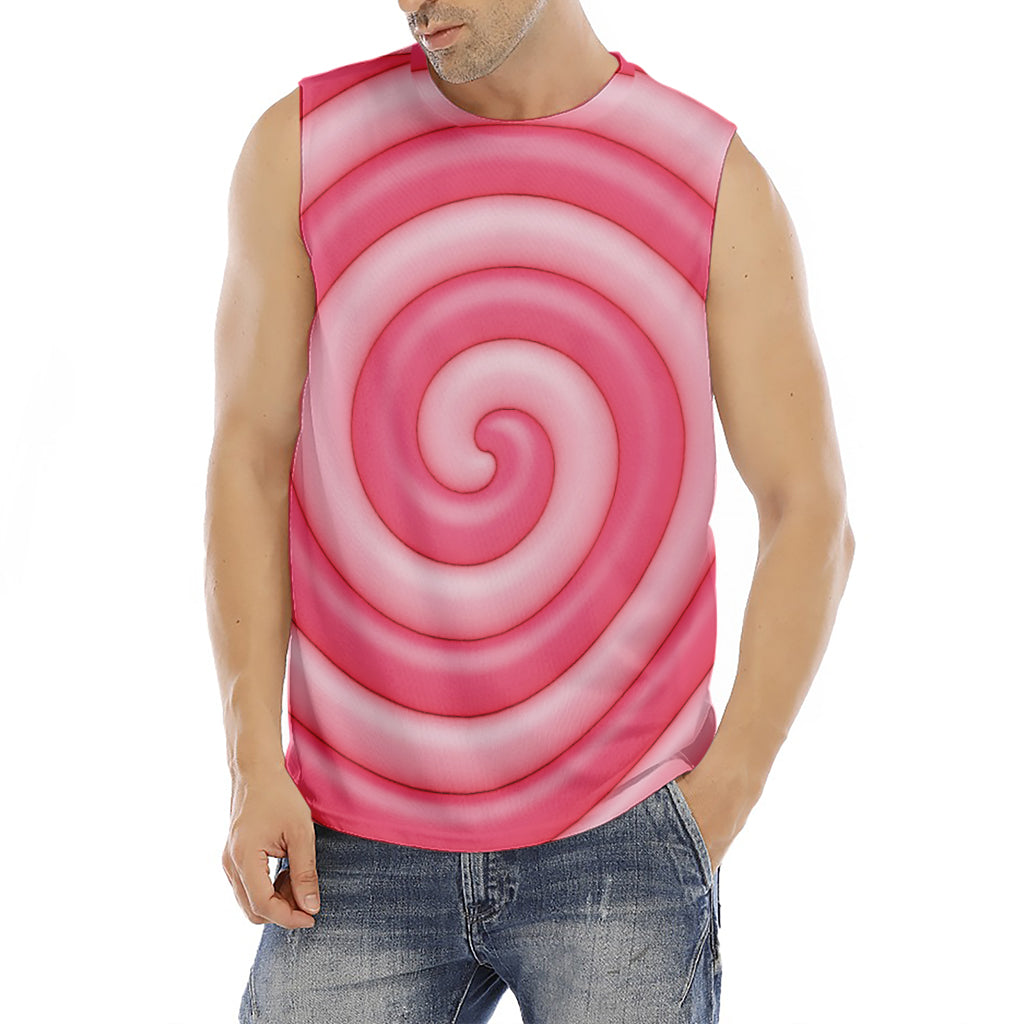 Pink Swirl Lollipop Print Men's Fitness Tank Top