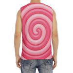 Pink Swirl Lollipop Print Men's Fitness Tank Top