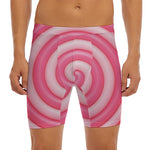 Pink Swirl Lollipop Print Men's Long Boxer Briefs