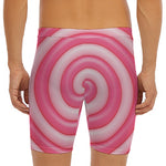 Pink Swirl Lollipop Print Men's Long Boxer Briefs