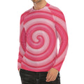Pink Swirl Lollipop Print Men's Long Sleeve Rash Guard
