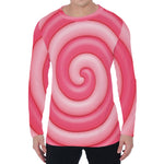Pink Swirl Lollipop Print Men's Long Sleeve T-Shirt