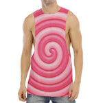 Pink Swirl Lollipop Print Men's Muscle Tank Top