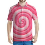 Pink Swirl Lollipop Print Men's Polo Shirt