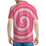 Pink Swirl Lollipop Print Men's Polo Shirt