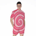 Pink Swirl Lollipop Print Men's Romper
