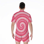 Pink Swirl Lollipop Print Men's Rompers