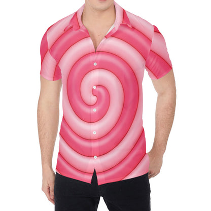 Pink Swirl Lollipop Print Men's Shirt
