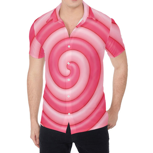 Pink Swirl Lollipop Print Men's Shirt