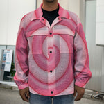 Pink Swirl Lollipop Print Men's Shirt Jacket