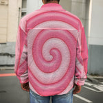 Pink Swirl Lollipop Print Men's Shirt Jacket