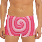 Pink Swirl Lollipop Print Men's Short Boxer Briefs