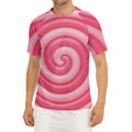 Pink Swirl Lollipop Print Men's Short Sleeve Rash Guard
