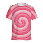 Pink Swirl Lollipop Print Men's Sports T-Shirt